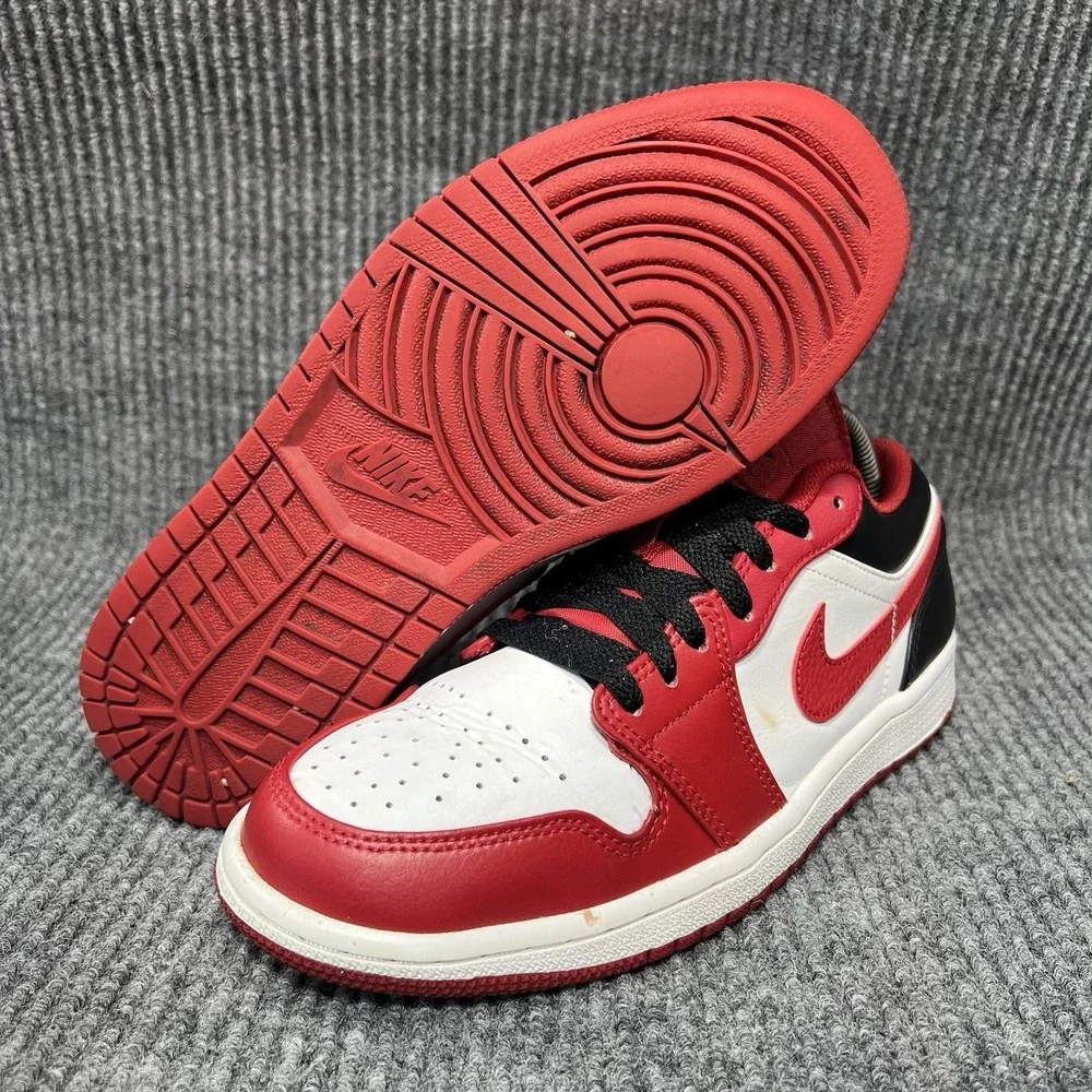Jordan 1 Low Bulls Men's Size 8 Reverse Black Toe Red Basketball Shoe 55355-163